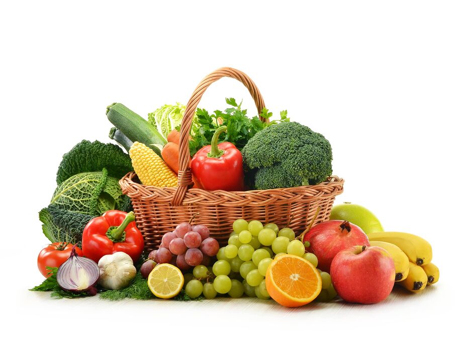 färsk frukt och grönsaker på en diet